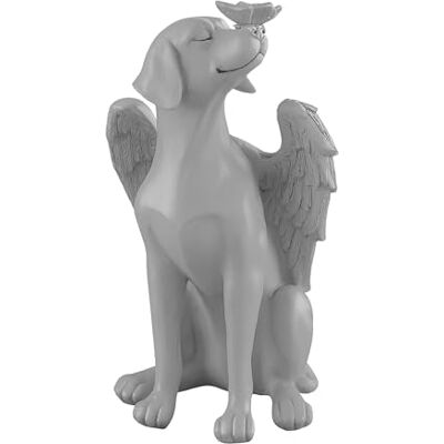 Relaxdays Pietra ricordo Cane, Angelo Alato in poliresina Resistente alle intemperie, 20x11x11 cm, Grigio Relaxdays Pietra ricordo Cane, Angelo Alato in poliresina Resistente alle intemperie, 20x11x11 cm, Grigio