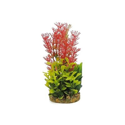 CLASSIC Felce acquatica decorazione acquario rosso giallo plastica pianta con base in resina ponderata 15,5 cm CLASSIC Felce acquatica decorazione acquario rosso giallo plastica pianta con base in resina ponderata 15,5 cm
