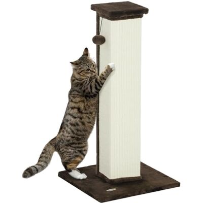 PawHut Tiragraffi per Gatti 81 cm Albero per Gatti in sisal e Peluche, palo tiragraffi con Sfera sospesa Base Stabile, Raschietto dal Design Moderno, 41 x 41 x 81 cm, Marrone e Crema PawHut Tiragraffi per Gatti 81 cm Albero per Gatti in sisal e Peluche, palo tiragraffi con Sfera sospesa Base Stabile, Raschietto dal Design Moderno, 41 x 41 x 81 cm, Marrone e Crema