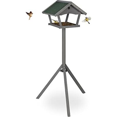 Relaxdays Mangiatoia per Uccelli con Treppiede, Casa con Tetto, Resistente alle Intemperie, 136x70x60 cm, Grigio/Verde Relaxdays Mangiatoia per Uccelli con Treppiede, Casa con Tetto, Resistente alle Intemperie, 136x70x60 cm, Grigio/Verde