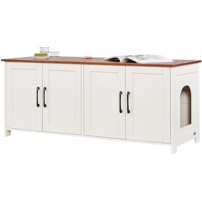 VEVOR Copertura per Lettiera per 2 Gatti, Copri Toilette per Gatti con Camere Doppie, Armadietto in Legno per Nascondere Lettiere, Mobiletto da Soggiorno 1,19 x 0,46 x 0,5 m, Bianco VEVOR Copertura per Lettiera per 2 Gatti, Copri Toilette per Gatti con Camere Doppie, Armadietto in Legno per Nascondere Lettiere, Mobiletto da Soggiorno 1,19 x 0,46 x 0,5 m, Bianco