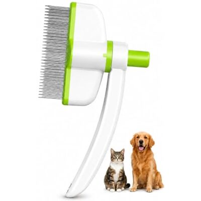 JADUFHU Spazzola autopulente per animali domestici, spazzola per toelettatura, cane e gatto a pelo morto, 360° Swivel Head, One-Touch Hair Release, Soft Rounded Tips, Skin-Safe, Wide Head for Quick Grooming JADUFHU Spazzola autopulente per animali domestici, spazzola per toelettatura, cane e gatto a pelo morto, 360° Swivel Head, One-Touch Hair Release, Soft Rounded Tips, Skin-Safe, Wide Head for Quick Grooming