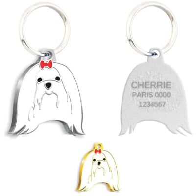 ART Maltese Terrier Targhetta personalizzata per cani con incisione ART Maltese Terrier Targhetta personalizzata per cani con incisione