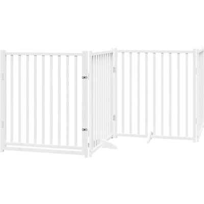 vidaXL Cancello Cani Pieghevole Bianco 4 Pannelli 320cm Massello Abete, cancello per animali domestici, cancello per cani, cancello per cuccioli per scale vidaXL Cancello Cani Pieghevole Bianco 4 Pannelli 320cm Massello Abete, cancello per animali domestici, cancello per cani, cancello per cuccioli per scale