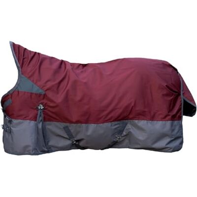 HKM Yukon- 600D, 200g Wattefüllung Coperta a collo alto Rosso scuro/Grigio 155 HKM Yukon- 600D, 200g Wattefüllung Coperta a collo alto Rosso scuro/Grigio 155