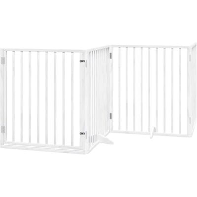 vidaXL Cancelletto per cani con porta pieghevole 4 pannelli bianco 320 cm vidaXL Cancelletto per cani con porta pieghevole 4 pannelli bianco 320 cm