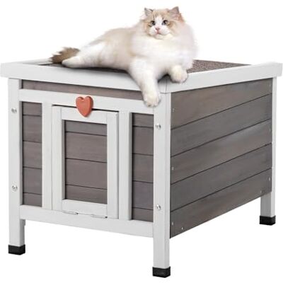 VEVOR Cuccia per Gatti da Esterno, 513x420x420 mm, Cuccia per Gatti in Legno, Resistente alle Intemperie, con Tetto Superiore Aperto, Porta, Cuccia per Rifugio per Gatti Animali Casa Rifugio, Grigio VEVOR Cuccia per Gatti da Esterno, 513x420x420 mm, Cuccia per Gatti in Legno, Resistente alle Intemperie, con Tetto Superiore Aperto, Porta, Cuccia per Rifugio per Gatti Animali Casa Rifugio, Grigio