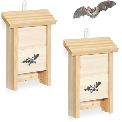 Relaxdays Casette per Pipistrelli, Set da 2, in Legno Naturale, Misure 25x18x6 cm Relaxdays Casette per Pipistrelli, Set da 2, in Legno Naturale, Misure 25x18x6 cm
