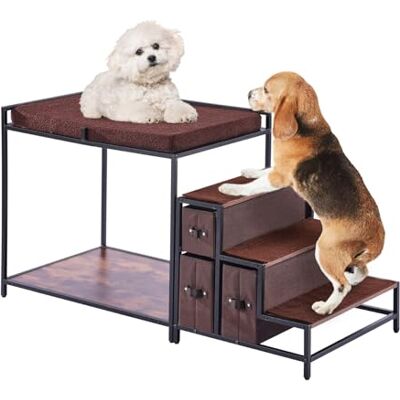 VEVOR Letto a Castello per Animali Domestici con Scale, Trespolo per Finestra per Cani/Gatti con Contenitore, Divano per Dormire Accanto a Letto a Più Livelli, Taglia Media, Uso Interno, Marrone Scuro VEVOR Letto a Castello per Animali Domestici con Scale, Trespolo per Finestra per Cani/Gatti con Contenitore, Divano per Dormire Accanto a Letto a Più Livelli, Taglia Media, Uso Interno, Marrone Scuro