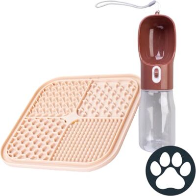 Fackelmann Set Accessori Cane e Gatto, Kit con 1 Borraccia Portatile da 400 ml con Ciotola Integrata e 1 Tappetino Leccamento Lick Mat in Silicone 20x20 cm, Accessori Viaggio e Alimentazione Lenta Ant Fackelmann Set Accessori Cane e Gatto, Kit con 1 Borraccia Portatile da 400 ml con Ciotola Integrata e 1 Tappetino Leccamento Lick Mat in Silicone 20x20 cm, Accessori Viaggio e Alimentazione Lenta Ant