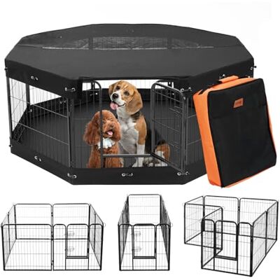 VEVOR Recinto per Cani 8 PZ 610 x 610 mm Recinto per Esercizi per Animali Domestici in Metallo Pieghevole per Interni Esterni con Porta, Borsa Portaoggetti, Copertura Superiore e Imbottitura Inferiore VEVOR Recinto per Cani 8 PZ 610 x 610 mm Recinto per Esercizi per Animali Domestici in Metallo Pieghevole per Interni Esterni con Porta, Borsa Portaoggetti, Copertura Superiore e Imbottitura Inferiore