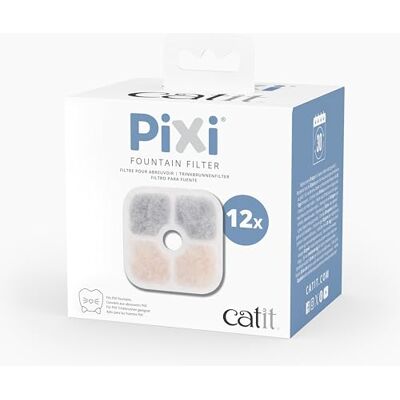 Catit PIXI Cartucce di ricambio per fontana d'acqua, confezione da 12, cotone, bianco Catit PIXI Cartucce di ricambio per fontana d'acqua, confezione da 12, cotone, bianco