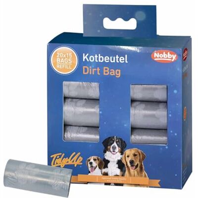 Nobby TidyUp, sacchetti per escrementi con stampa zampe, grigio chiaro, 20 rotoli da 15 sacchetti Nobby TidyUp, sacchetti per escrementi con stampa zampe, grigio chiaro, 20 rotoli da 15 sacchetti