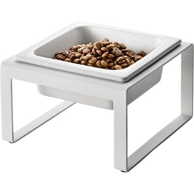 YAMAZAKI 5816 TOWER Pet Food Bowl Stand Single, white, Steel/Ceramic, 15 x 15.5 x 10 cm YAMAZAKI 5816 TOWER Pet Food Bowl Stand Single, white, Steel/Ceramic, 15 x 15.5 x 10 cm