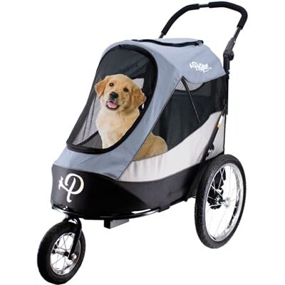 PETIQUE Trailblazer Jogger Passeggino per Cani e Gatti Taglia Media Carrello Ventilato per Animali Domestici Ruote Gonfiabili Grigio Finestra Peek-a-Boo Fino a 35 kg PETIQUE Trailblazer Jogger Passeggino per Cani e Gatti Taglia Media Carrello Ventilato per Animali Domestici Ruote Gonfiabili Grigio Finestra Peek-a-Boo Fino a 35 kg