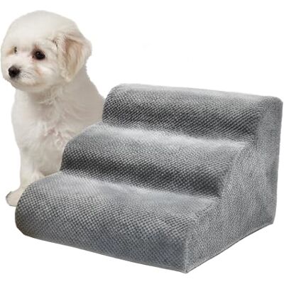 Relaxdays Scala per Cani Antiscivolo 3 gradini in Tessuto, Misura 35x35x56 cm, Colore Grigio Chiaro Relaxdays Scala per Cani Antiscivolo 3 gradini in Tessuto, Misura 35x35x56 cm, Colore Grigio Chiaro