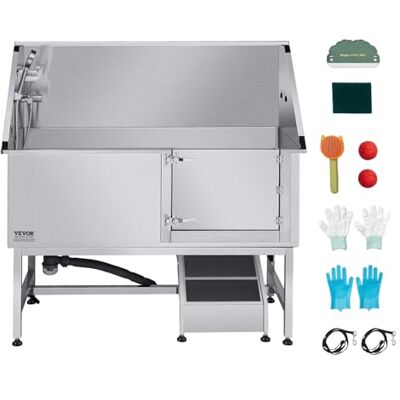 VEVOR Stazione di Lavaggio per Cani in Acciaio Inox, Vasca per Toelettatura per Animali Domestici di Grandi, Medie e Piccole Dimensioni 157,48 cm con Rampa, Pannello Filtro per Acqua, Porta Destra VEVOR Stazione di Lavaggio per Cani in Acciaio Inox, Vasca per Toelettatura per Animali Domestici di Grandi, Medie e Piccole Dimensioni 157,48 cm con Rampa, Pannello Filtro per Acqua, Porta Destra