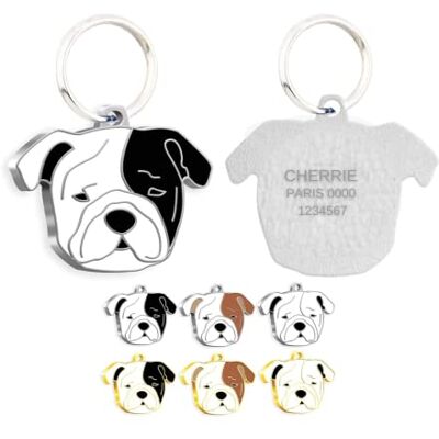 ART Bulldog Targhetta identificativa per animali domestici, personalizzabile ART Bulldog Targhetta identificativa per animali domestici, personalizzabile
