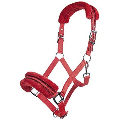 HKM Cavezza in nylon – Glitter – con imbottitura in pile polare 3000 rosso pony. HKM Cavezza in nylon – Glitter – con imbottitura in pile polare 3000 rosso pony.