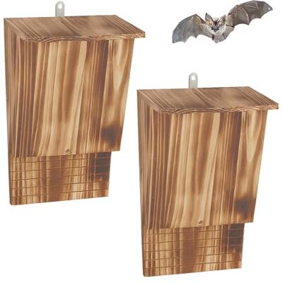 Relaxdays Casa per Pipistrelli con 2 rifugi, Misura 34x22,5x12,5 cm, Naturale Relaxdays Casa per Pipistrelli con 2 rifugi, Misura 34x22,5x12,5 cm, Naturale
