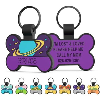 TSD Medagliette per cani in silicone personalizzate Nome inciso su entrambi i lati a forma di osso in gomma Medaglietta identificativa leggera impermeabile silenziosa per cani e gatti TSD Medagliette per cani in silicone personalizzate Nome inciso su entrambi i lati a forma di osso in gomma Medaglietta identificativa leggera impermeabile silenziosa per cani e gatti