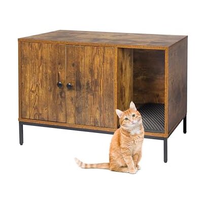 Relaxdays Armadio per lettiera con Ingresso e Tappetino, HBT: 55x80x50 cm, Colore Neutro Relaxdays Armadio per lettiera con Ingresso e Tappetino, HBT: 55x80x50 cm, Colore Neutro