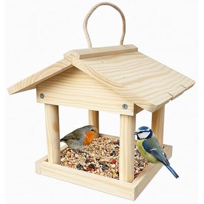 Relaxdays Mangiatoia per Uccelli in Legno da Appendere, Naturale, 22x26x22 cm, Giardino e Balcone Relaxdays Mangiatoia per Uccelli in Legno da Appendere, Naturale, 22x26x22 cm, Giardino e Balcone