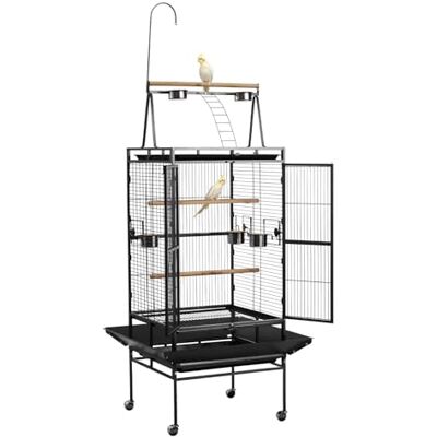 VEVOR Gabbia Voliera per Uccelli da 830 x 790 x 2100 mm, Parte Superiore Piatta Aperta, in Ferro Battuto con Trespoli, Vassoio Estraibile e Mangiatoie in Plastica, Ruote, per Pappagallo, Cinciarella VEVOR Gabbia Voliera per Uccelli da 830 x 790 x 2100 mm, Parte Superiore Piatta Aperta, in Ferro Battuto con Trespoli, Vassoio Estraibile e Mangiatoie in Plastica, Ruote, per Pappagallo, Cinciarella