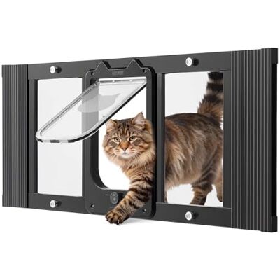 VEVOR Porta per Gatti per Finestra da 914 x 388 x 40 mm, 4 Modalità di Chiusura di Sicurezza, Telaio in Alluminio e Vetro ad Alta Trasparenza, per Animali Domestici Resistente alle Intemperie VEVOR Porta per Gatti per Finestra da 914 x 388 x 40 mm, 4 Modalità di Chiusura di Sicurezza, Telaio in Alluminio e Vetro ad Alta Trasparenza, per Animali Domestici Resistente alle Intemperie