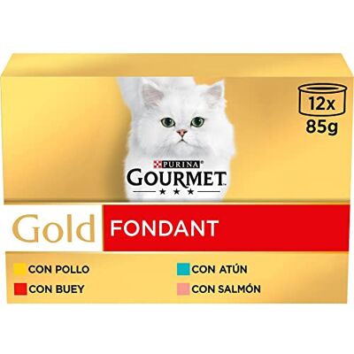 Gourmet Gold Fondant, Cibo Umido per Gatti Adulti, Mousse con Salsa, assortimento di Pollo, tonno, Bue e Salmone, 8 Confezioni da 12 lattine da 85 g (96 lattine) Gourmet Gold Fondant, Cibo Umido per Gatti Adulti, Mousse con Salsa, assortimento di Pollo, tonno, Bue e Salmone, 8 Confezioni da 12 lattine da 85 g (96 lattine)