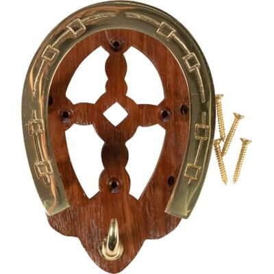 HKM Ferro di cavallo in legno e ottone Porta briglie Ottone One Size HKM Ferro di cavallo in legno e ottone Porta briglie Ottone One Size