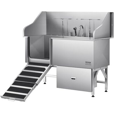 VEVOR Stazione di Lavaggio per Cani in Acciaio Inox, Vasca per Toelettatura per Animali Domestici di Grandi, Medie e Piccole Dimensioni da 154,94 cm con Rampa, Pannello Filtro Acqua, Porta Sinistra VEVOR Stazione di Lavaggio per Cani in Acciaio Inox, Vasca per Toelettatura per Animali Domestici di Grandi, Medie e Piccole Dimensioni da 154,94 cm con Rampa, Pannello Filtro Acqua, Porta Sinistra
