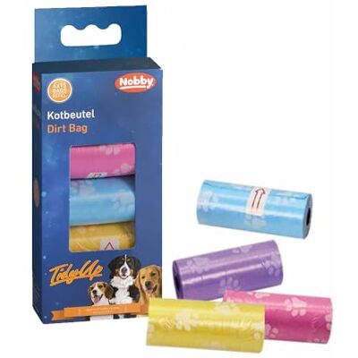 Nobby TidyUp, sacchetti per escrementi con stampa a zampe, pastello, 4 rotoli da 15 sacchetti Nobby TidyUp, sacchetti per escrementi con stampa a zampe, pastello, 4 rotoli da 15 sacchetti