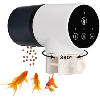 NK Dispenser automatico di cibo per pesci, 200 ml, display LCD, programmabile in modalità manuale/8H/12H/24H, supporto girevole a 360°, controllo a pulsante e sistema di fissaggio stabile NK Dispenser automatico di cibo per pesci, 200 ml, display LCD, programmabile in modalità manuale/8H/12H/24H, supporto girevole a 360°, controllo a pulsante e sistema di fissaggio stabile