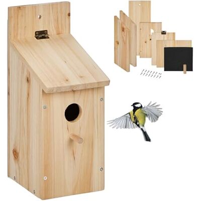 Relaxdays Casa per Uccelli, Casetta Nido da Appendere, Kit in Legno, con Foro e Posatoio, HLP 29,5x11,5x17 cm, Naturale Relaxdays Casa per Uccelli, Casetta Nido da Appendere, Kit in Legno, con Foro e Posatoio, HLP 29,5x11,5x17 cm, Naturale
