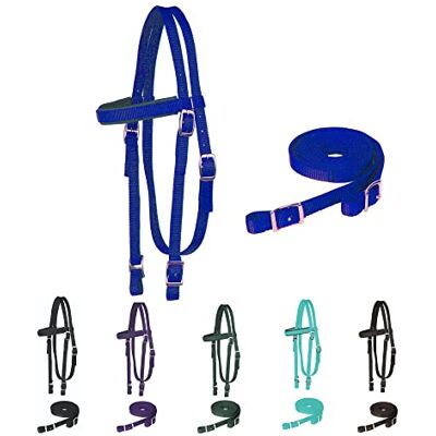 Majestic Frontalino Imbottito en Nylon avec redini per Cavalli (Bleu réel, complet) Majestic Frontalino Imbottito en Nylon avec redini per Cavalli (Bleu réel, complet)