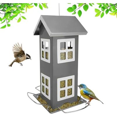 Relaxdays Casetta per Uccelli in Metallo da Appendere, mangiatoia per Giardino e Balcone, 26x12x12 cm, Grigia Relaxdays Casetta per Uccelli in Metallo da Appendere, mangiatoia per Giardino e Balcone, 26x12x12 cm, Grigia