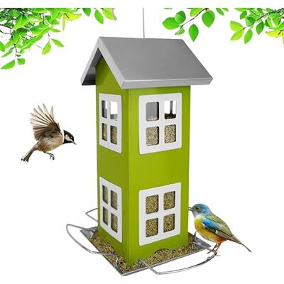 Relaxdays Casetta Uccelli in Metallo da Appendere, mangiatoia per Giardino e Balcone, Verde, HxLxP: 26x12x12 cm Relaxdays Casetta Uccelli in Metallo da Appendere, mangiatoia per Giardino e Balcone, Verde, HxLxP: 26x12x12 cm