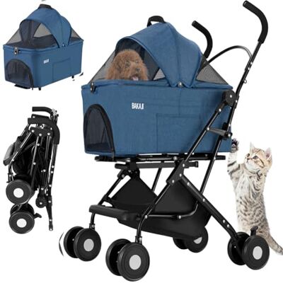 BAKAJI Passeggino per Animali Domestici 2 in 1 Carico Massimo 40kg Pieghevole e Salvaspazio, Capsula Rimovibile, Carrozzina per Cani e Gatti con Trasportino Removibile e Cestello Portaoggetti (Blu) BAKAJI Passeggino per Animali Domestici 2 in 1 Carico Massimo 40kg Pieghevole e Salvaspazio, Capsula Rimovibile, Carrozzina per Cani e Gatti con Trasportino Removibile e Cestello Portaoggetti (Blu)