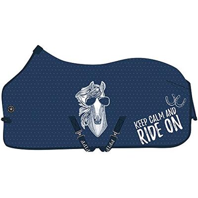 PFIFF 102657 Coperta per mosche "Keep Calm...", blu 105 PFIFF 102657 Coperta per mosche "Keep Calm...", blu 105