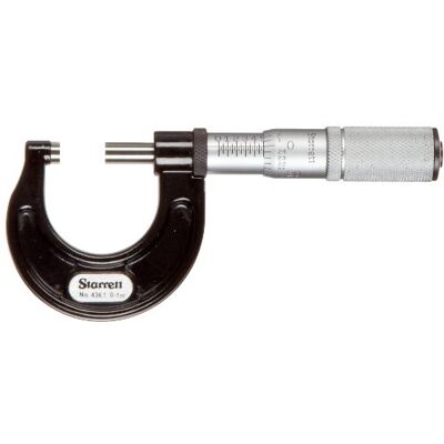 Starrett 436.1 fl-1 fuori micrometro, attrito thimble, dado di bloccaggio, 0 – 2,5 cm Range, 0 cm "Graduation, precisione Starrett 436.1 fl-1 fuori micrometro, attrito thimble, dado di bloccaggio, 0 – 2,5 cm Range, 0 cm "Graduation, precisione