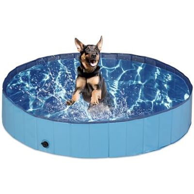 Relaxdays Piscina per Cani Taglia Grande, 30x160 cm, Piscinetta Pieghevole con Scarico, Bagno in Giardino, PVC, MDF, Blu Relaxdays Piscina per Cani Taglia Grande, 30x160 cm, Piscinetta Pieghevole con Scarico, Bagno in Giardino, PVC, MDF, Blu