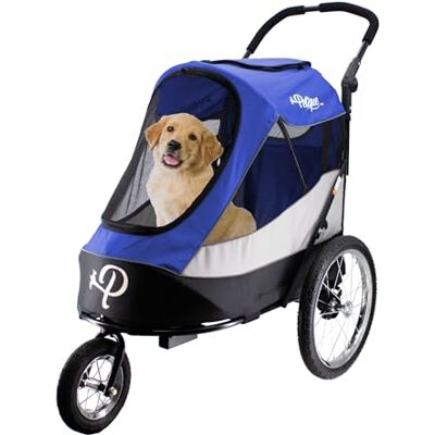 PETIQUE Trailblazer Jogger Atlas Blu Passeggino per Cani Taglia Media e Grande, Carrello per Animali Ventilato con Manico Regolabile, Finestra Peek-a-Boo, Ruote Gonfiabili, 35kg PETIQUE Trailblazer Jogger Atlas Blu Passeggino per Cani Taglia Media e Grande, Carrello per Animali Ventilato con Manico Regolabile, Finestra Peek-a-Boo, Ruote Gonfiabili, 35kg