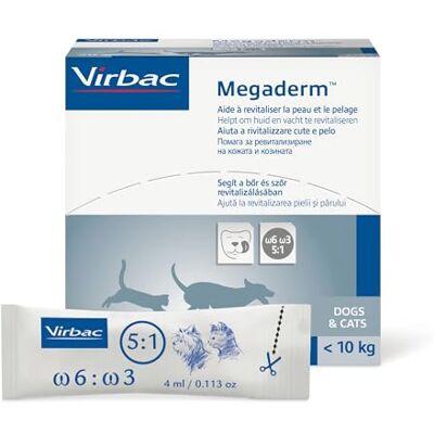 Virbac Megaderm Acidi Grassi Essenziali per Cani e Gatti 4 ml Mangime complementare bilanciato di EFA omega-6 e omega-3 per pelle e mantello. Virbac Megaderm Acidi Grassi Essenziali per Cani e Gatti 4 ml Mangime complementare bilanciato di EFA omega-6 e omega-3 per pelle e mantello.