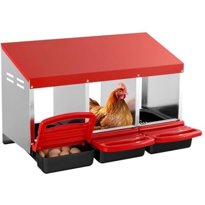 VEVOR Nido per Polli 796 x 525 x 475 mm Nido per Galline a 3 Scomparti, Stabile Resistente alla Corrosione, con Nidi Inclinati, Fori sul Fondo e Piattaforma di Riposo, Adatto a Diverse Razze di Polli VEVOR Nido per Polli 796 x 525 x 475 mm Nido per Galline a 3 Scomparti, Stabile Resistente alla Corrosione, con Nidi Inclinati, Fori sul Fondo e Piattaforma di Riposo, Adatto a Diverse Razze di Polli