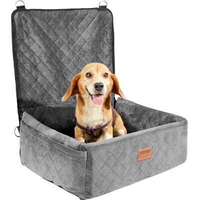 VEVOR Seggiolino Auto per Cani Piccola e Media Taglia 18kg, Rialzo per Cani, Tasca portaoggetti, Guinzaglio di Sicurezza, Imbottitura in Spugna di Cotone PP, Cuccia per Animali Domestici, Grigio VEVOR Seggiolino Auto per Cani Piccola e Media Taglia 18kg, Rialzo per Cani, Tasca portaoggetti, Guinzaglio di Sicurezza, Imbottitura in Spugna di Cotone PP, Cuccia per Animali Domestici, Grigio