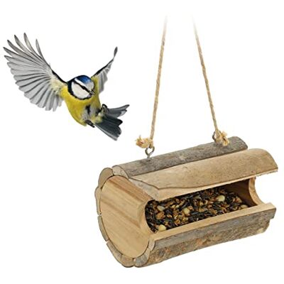 Relaxdays Mangiatoia per Uccelli, Base in Legno, per Mangime, da Esterno, Nido Artificiale, HxLxP 12x18x12,5 cm, Natura Relaxdays Mangiatoia per Uccelli, Base in Legno, per Mangime, da Esterno, Nido Artificiale, HxLxP 12x18x12,5 cm, Natura