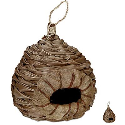 Relaxdays Nido per Uccelli, Casetta Deco, da Appendere, Fibre di Cocco Intrecciate, Giardino, HxD 31x20 cm, Naturale Relaxdays Nido per Uccelli, Casetta Deco, da Appendere, Fibre di Cocco Intrecciate, Giardino, HxD 31x20 cm, Naturale