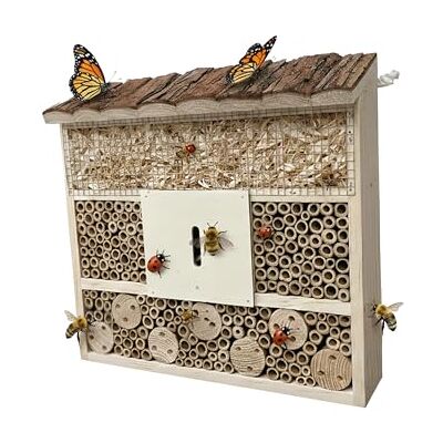 Relaxdays Hotel per Insetti in Legno da Appendere, per api Selvatiche, 28x30x10 cm, Colore Naturale Relaxdays Hotel per Insetti in Legno da Appendere, per api Selvatiche, 28x30x10 cm, Colore Naturale