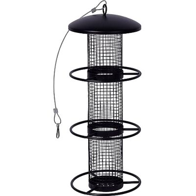 dobar ® Grande colonna di mangime per noci, con tubo a griglia, colonna di alimentazione con anello di avvicinamento per uccelli selvatici, 14 x 14 x 37 cm, in metallo, colore: Nero dobar ® Grande colonna di mangime per noci, con tubo a griglia, colonna di alimentazione con anello di avvicinamento per uccelli selvatici, 14 x 14 x 37 cm, in metallo, colore: Nero
